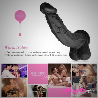 8 Inch Curve Shape Black Realistic Dildo With Strong Cup - Image 5